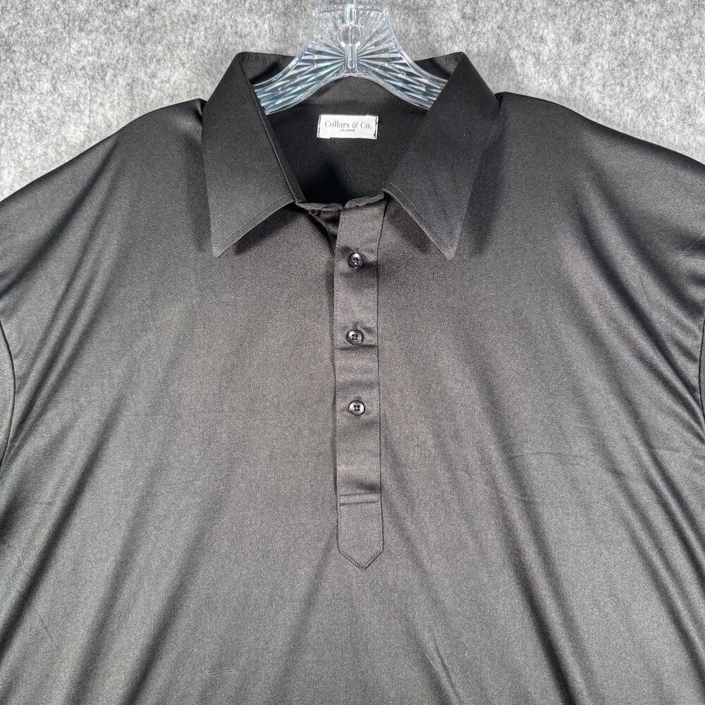 Collars And Co Shirt Mens Size 2XL Black Short Sleeve Polo Dress Collar